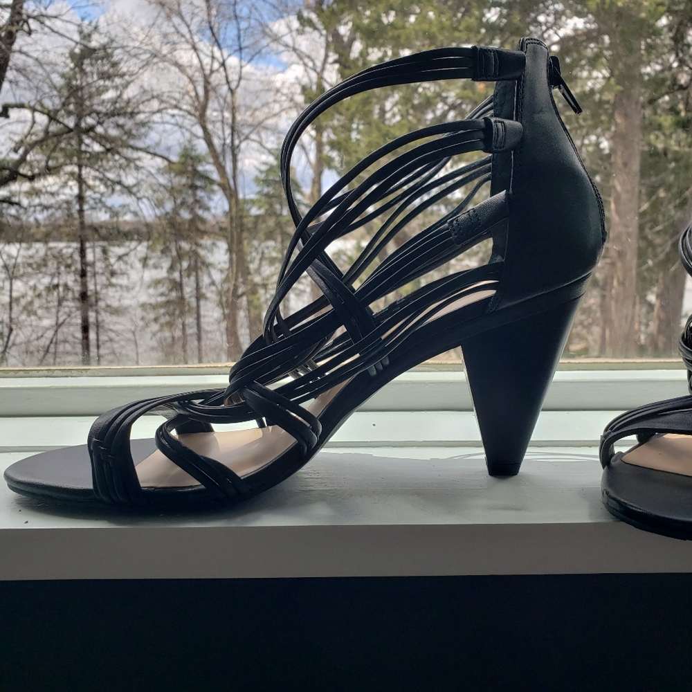 INC Black Strappy Heeled Sandals